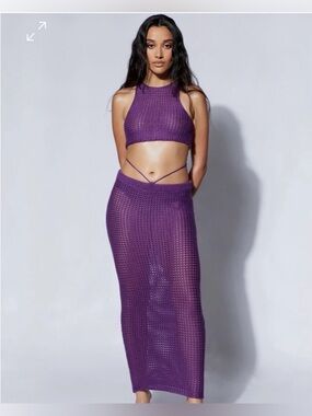 Meshki Purple Crochet Maxi Set